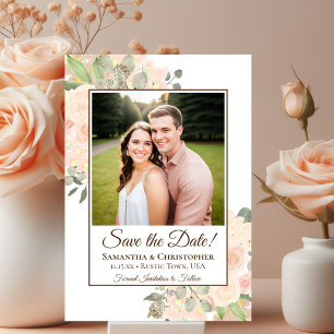 Reserve A Data Casamento de Foto Floral Boho Boho Peach Watercolo
