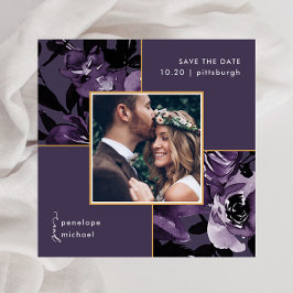 Reserve A Data Casamento de Foto Floral bonito Púrpura