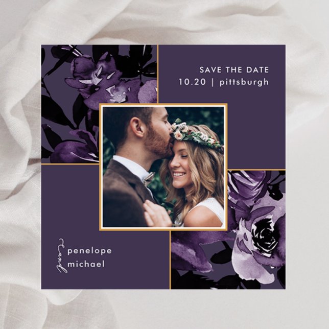 Reserve A Data Casamento de Foto Floral bonito Púrpura (Criador carregado)