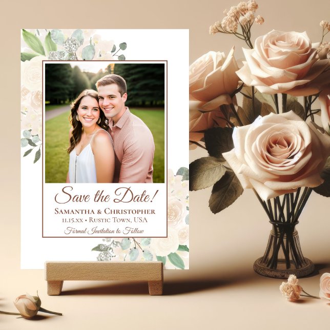 Reserve A Data Casamento de Foto Floral de Champagne Blush Boho (Criador carregado)