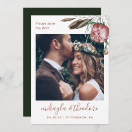 Reserve A Data Casamento de Foto Floral do Modern Green Boho