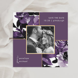 Reserve A Data Casamento De Foto Floral Dusty Purple Salva A Data