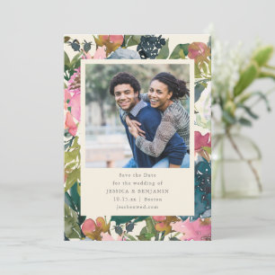 Reserve A Data Casamento de Foto Floral em Aquarela Elegante e Ou