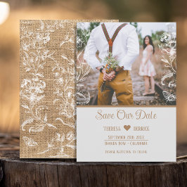 Reserve A Data Casamento De Foto Floral Rustic Burlap Lace