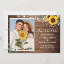 Casamento de Foto Floral Rustic Sunflower Eucalypt