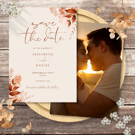 Reserve A Data Casamento de Foto Floral Rústica de Outono