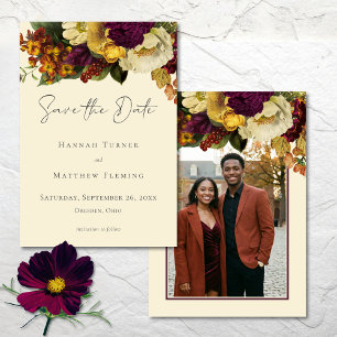 Reserve A Data Casamento de Foto Floral Vintage Marfim Elegante