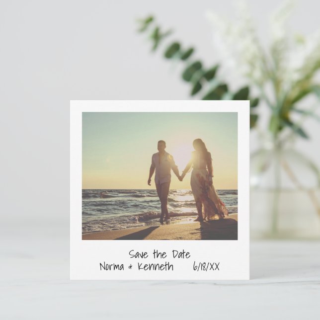 Reserve A Data Casamento de Foto Instantânea Modern Retro (Em pé/Frente)