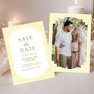 Reserve A Data Casamento de Foto Listrada Amarela Clássica