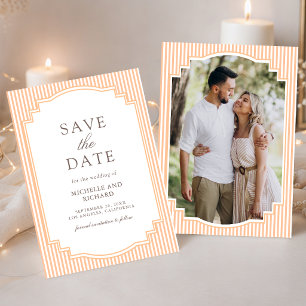 Reserve A Data Casamento de Foto Listrada Laranja Clássica