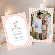 Casamento de Foto Listrada Rosa Coral Pastel
