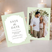 Casamento de Foto Listrada Verde Sálvia Clássico