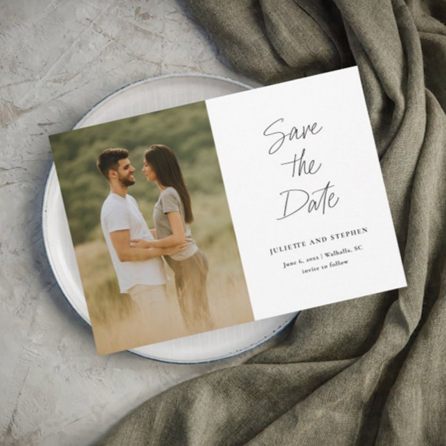 Reserve A Data Casamento de Foto Minimalista Simples (Criador carregado)