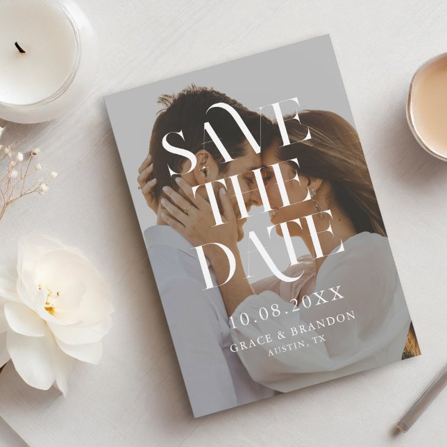 Reserve A Data Casamento de Foto Mínimo Moderno (Criador carregado)