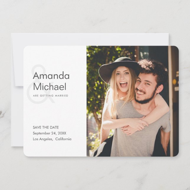 Reserve A Data Casamento de Foto Moderno com Na moda Simples Salv (Frente)