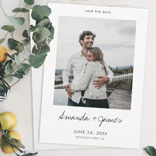Reserve A Data Casamento de Foto Moderno com Na moda Simples Salv