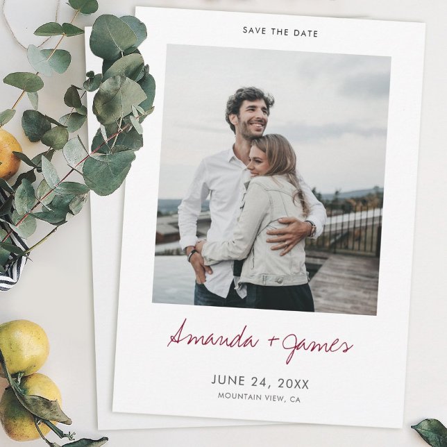 Reserve A Data Casamento de Foto Moderno com Na moda Simples Salv (Criador carregado)