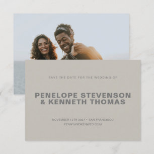 Reserve A Data Casamento de Foto Neutro de Taupe de Cinza Moderna