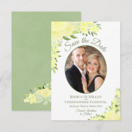 Reserve A Data Casamento de Foto Oval Floral Amarelo