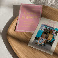 Casamento de Foto Pastel Colorido Rosa Amarelo Mod