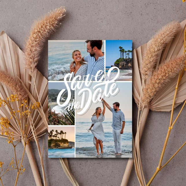 Reserve A Data Casamento de Foto Praia da Califórnia Coastal 3 (California Coastal 3 Photo Beach Wedding Save The Date)