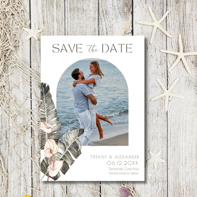 Reserve A Data Casamento de Foto Praia da Costa do Mar (Coastal Seaside Photo Beach Wedding Save The Date)