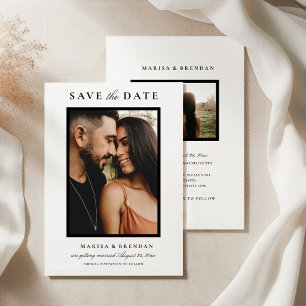 Reserve A Data Casamento de Foto Preto e Branco Elegante com Dois