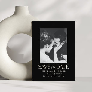 Reserve A Data Casamento de Foto Preto Minimalista Moderno Elegan