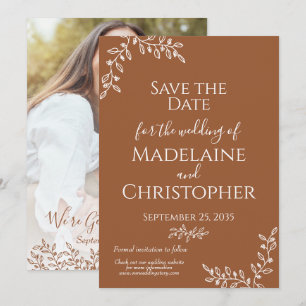 Reserve A Data Casamento de Foto Rustic Terracotta Botanical Boho