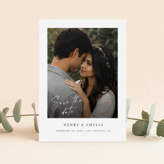 Reserve A Data Casamento de Foto Simples com Letra Elegante