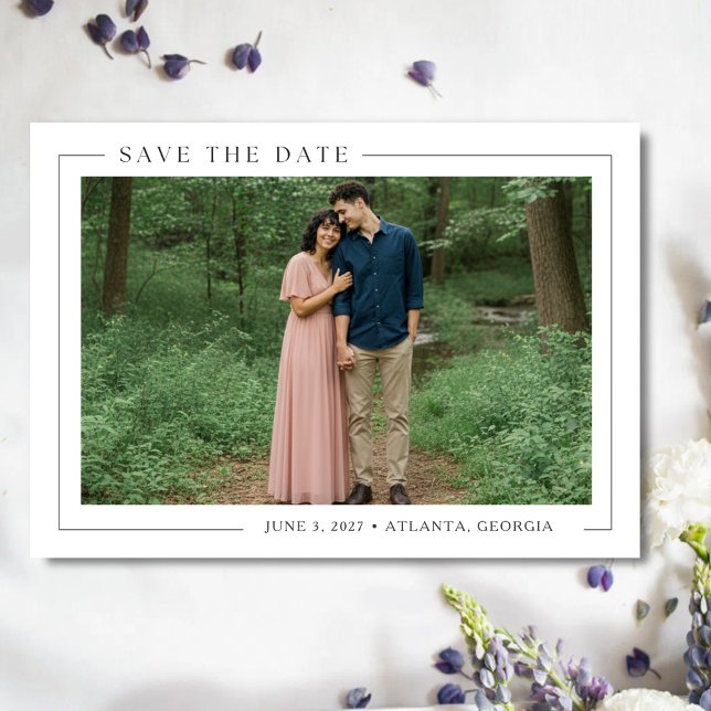 Reserve A Data Casamento de Foto Simples e Elegante (Simple Elegant Photo Wedding Save The Date)