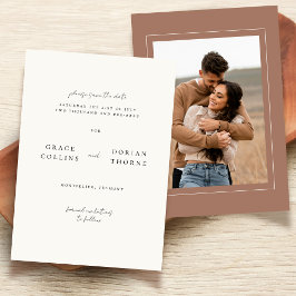 Reserve A Data Casamento de Foto Simples e Neutro Mocha Mousse