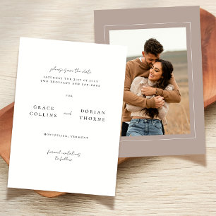 Reserve A Data Casamento de Foto Simples e Neutro Mocha Mousse