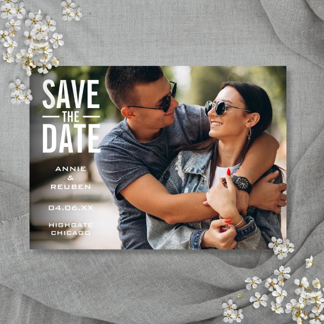 Reserve A Data Casamento de Foto Simples Moderno (Simple Modern Photo Wedding Save The Date)