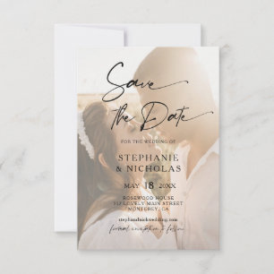 Reserve A Data Casamento de Foto Transparente Tipografia Elegante