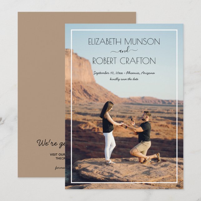 Reserve A Data Casamento de Fotografia Casual Salvar a Data (Frente/Verso)