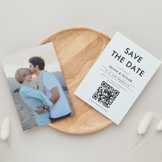 Reserve A Data Casamento de Fotografia com Código QR Contemporâne (Criador carregado)