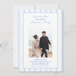 Reserve A Data Casamento de Fotografia Costeira Elegante Blue Sea