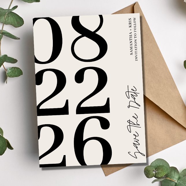 Reserve A Data Casamento de Fotografia da Tipografia Moderna (Modern Typography Photo Wedding Save The Date)