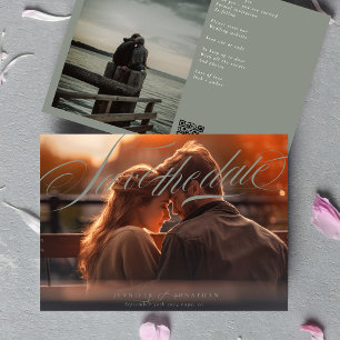 Reserve A Data Casamento de Fotografia do Código QR Elegante Clás