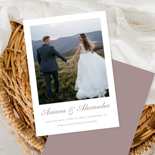 Reserve A Data Casamento de Fotografia do Script Elegante Taupe (Criador carregado)