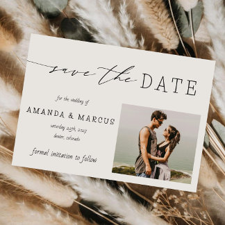 Reserve A Data Casamento de Fotografia Moderna com Caligrafia Sim
