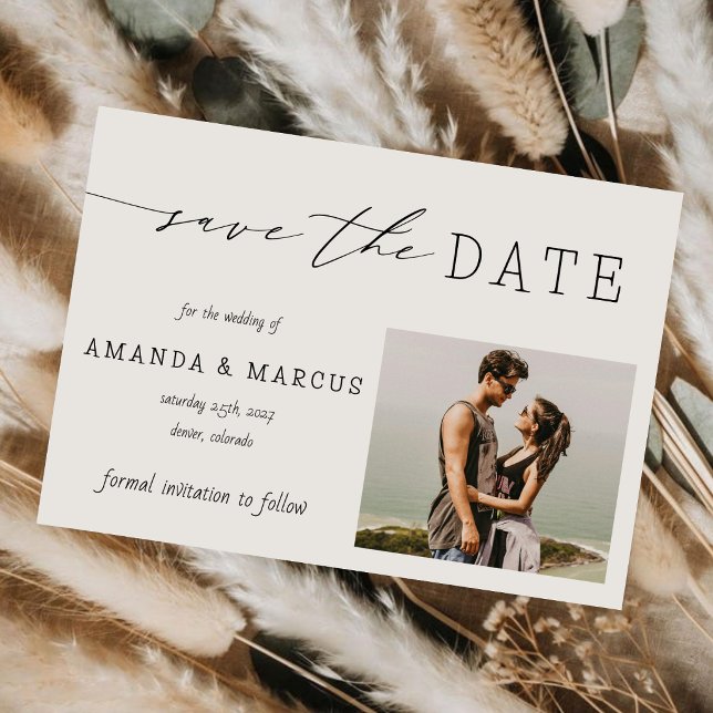 Reserve A Data Casamento de Fotografia Moderna com Caligrafia Sim (Criador carregado)