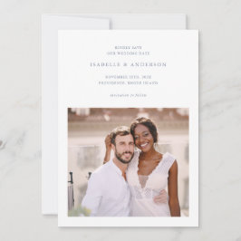 Reserve A Data Casamento de Fotografia Simples e Azul Duas