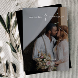 Reserve A Data Casamento de Fotografia Simples em Monograma Preto