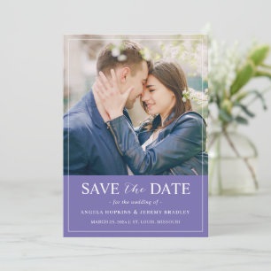 Reserve A Data Casamento de Fotografias Azuis de Lavanda Chic Ele