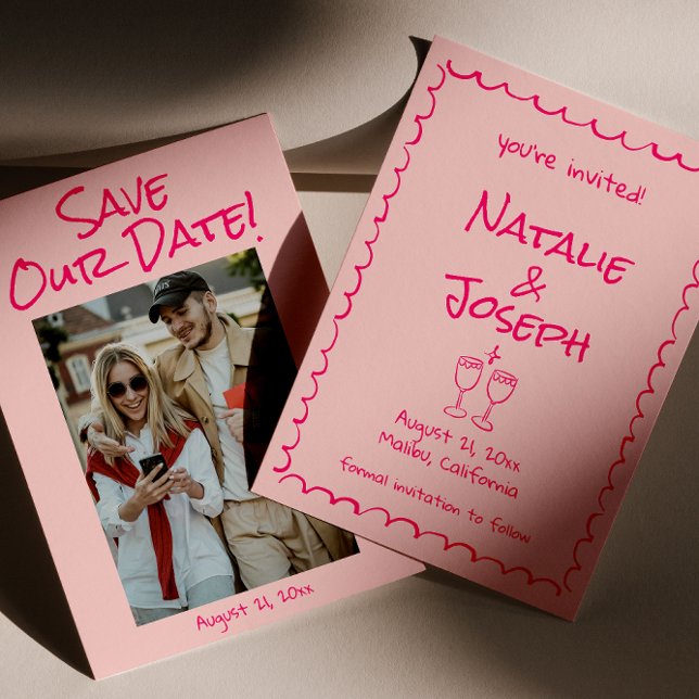 Reserve A Data Casamento de Fotografias Coloridas Escritas Desenh (Criador carregado)