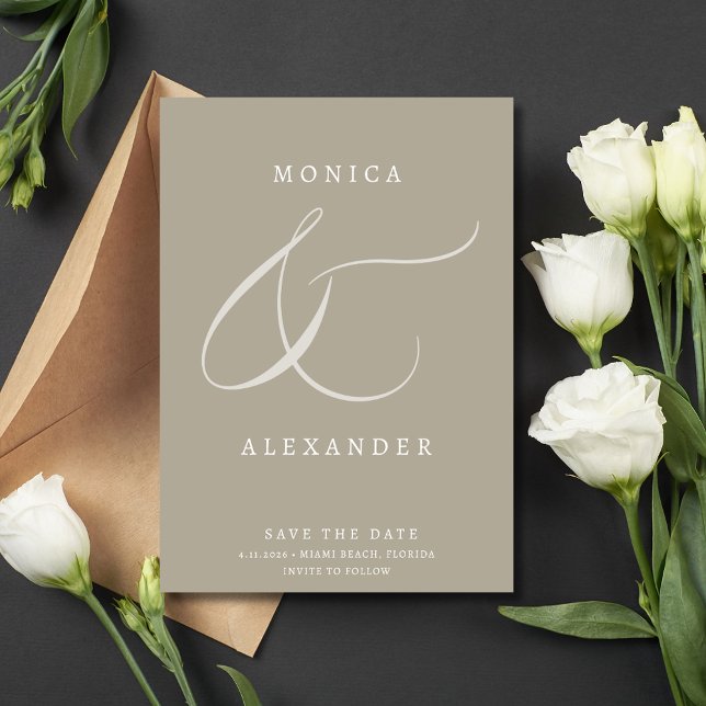 Reserve A Data Casamento de Fotografias com Ampersand do Script E (Elegant Script Ampersand Photo Wedding Save The Date)