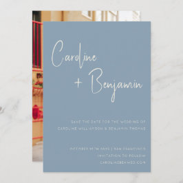 Reserve A Data Casamento de Fotografias com Script Azul Simples M