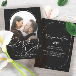 Reserve A Data Casamento de Fotografias com Script Branco e Preto